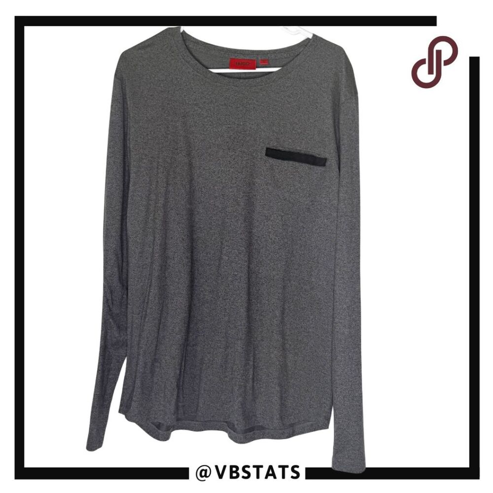 Hugo Boss Men's Crew Neck Slim Fit Long Sleeve T-Shirt Heather Gray Size 2XL
